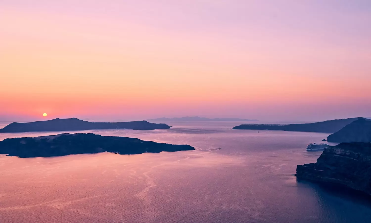 Sunset over Imerovigli, Santorini, Greece